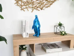 Statues & Sculptures Table Top|Low Poly^Polygon Penguin 35cm Blue Resin Indoor Sculpture