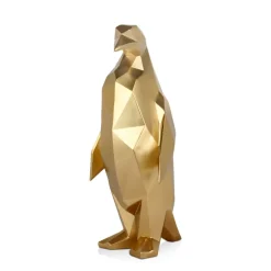 Statues & Sculptures Table Top|Low Poly^Polygon Penguin 50cm Gold Resin Indoor Sculpture