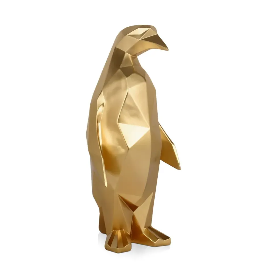 Statues & Sculptures Table Top|Low Poly^Polygon Penguin 50cm Gold Resin Indoor Sculpture