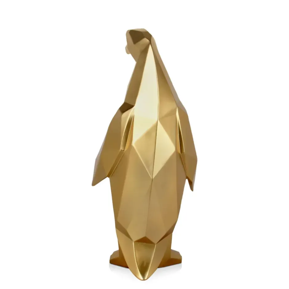 Statues & Sculptures Table Top|Low Poly^Polygon Penguin 50cm Gold Resin Indoor Sculpture
