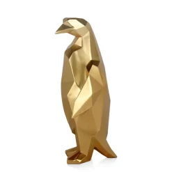 Statues & Sculptures Table Top|Low Poly^Polygon Penguin 50cm Gold Resin Indoor Sculpture