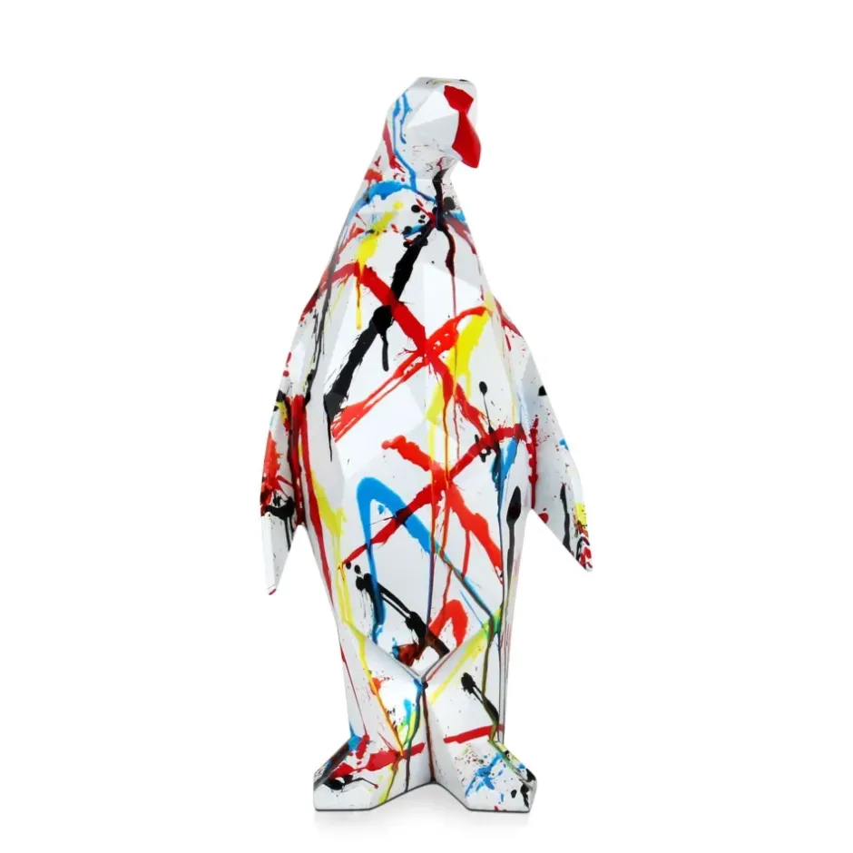 Statues & Sculptures Table Top|Low Poly^Polygon Penguin 50cm Multicoloured Resin Indoor Sculpture