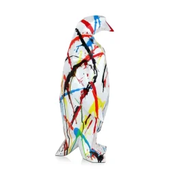 Statues & Sculptures Table Top|Low Poly^Polygon Penguin 50cm Multicoloured Resin Indoor Sculpture