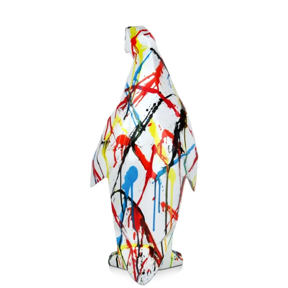 Statues & Sculptures Table Top|Low Poly^Polygon Penguin 50cm Multicoloured Resin Indoor Sculpture