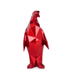 Statues & Sculptures Table Top|Low Poly^Polygon Penguin 35cm Red Resin Indoor Sculpture