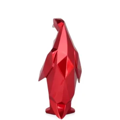 Statues & Sculptures Table Top|Low Poly^Polygon Penguin 35cm Red Resin Indoor Sculpture