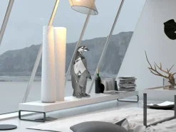 Statues & Sculptures Table Top|Low Poly^Polygon Penguin 50cm Silver Resin Indoor Sculpture