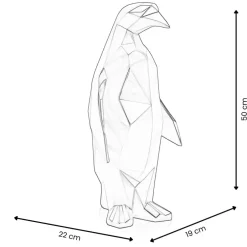 Statues & Sculptures Table Top|Low Poly^Polygon Penguin 50cm Silver Resin Indoor Sculpture