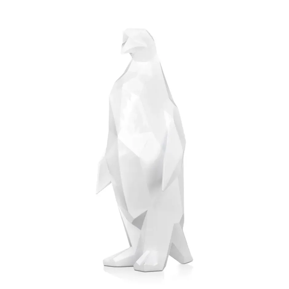Statues & Sculptures Table Top|Low Poly^Polygon Penguin 50cm White Resin Indoor Sculpture
