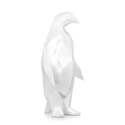 Statues & Sculptures Table Top|Low Poly^Polygon Penguin 50cm White Resin Indoor Sculpture