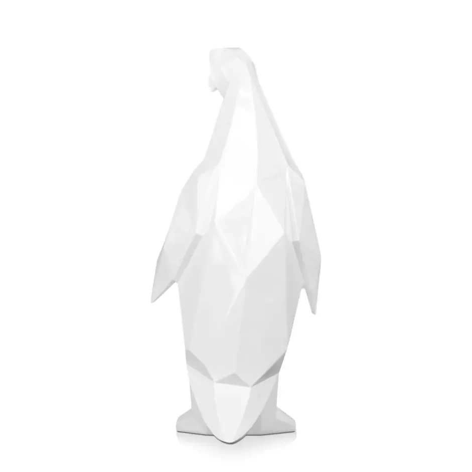 Statues & Sculptures Table Top|Low Poly^Polygon Penguin 50cm White Resin Indoor Sculpture