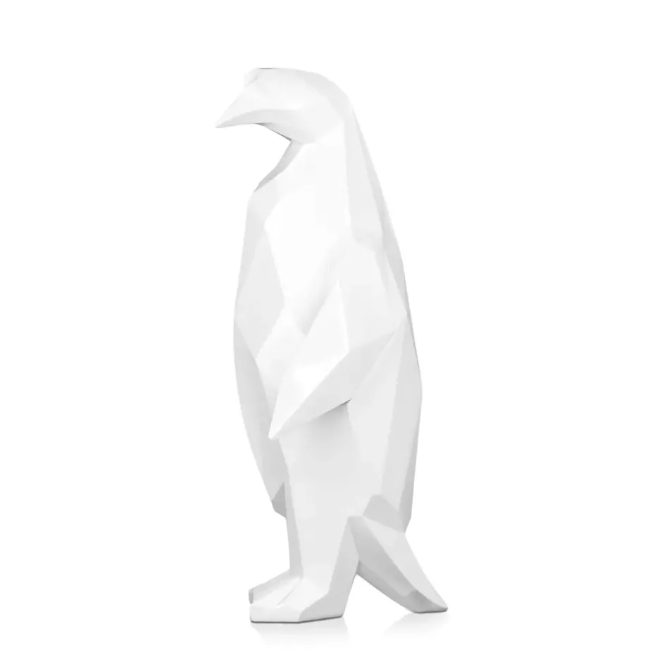 Statues & Sculptures Table Top|Low Poly^Polygon Penguin 50cm White Resin Indoor Sculpture