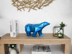 Statues & Sculptures Table Top|Low Poly^Polygon Polar Bear 25cm Blue Resin Indoor Sculpture