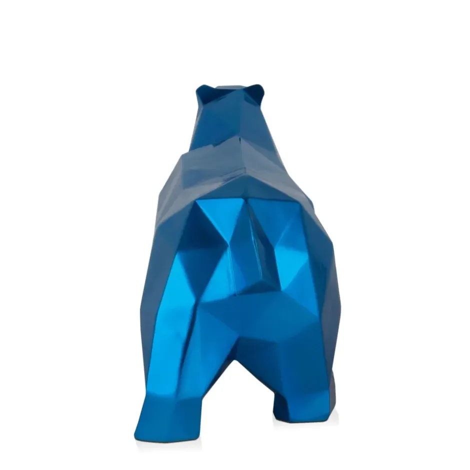 Statues & Sculptures Table Top|Low Poly^Polygon Polar Bear 25cm Blue Resin Indoor Sculpture