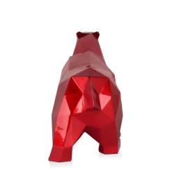 Statues & Sculptures Table Top|Low Poly^Polygon Polar Bear 25cm Red Resin Indoor Sculpture