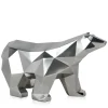 Statues & Sculptures Table Top|Low Poly^Polygon Polar Bear 25cm Silver Resin Indoor Sculpture