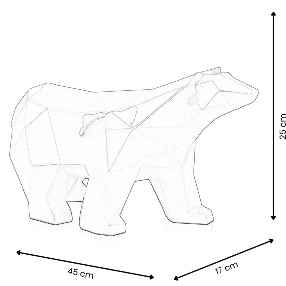 Statues & Sculptures Table Top|Low Poly^Polygon Polar Bear 25cm Silver Resin Indoor Sculpture
