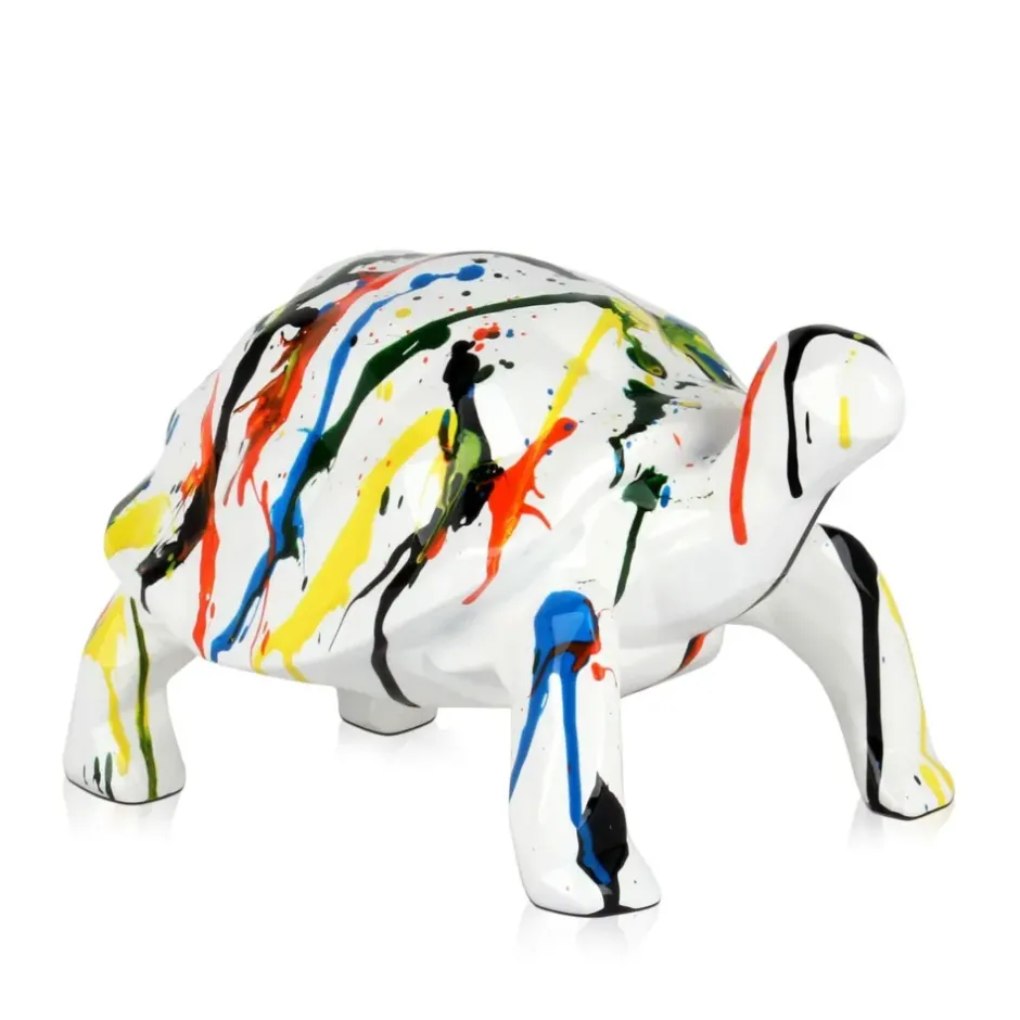 Statues & Sculptures Table Top|Low Poly^Polygon Turtle 21cm Multicolour Resin Indoor Sculpture