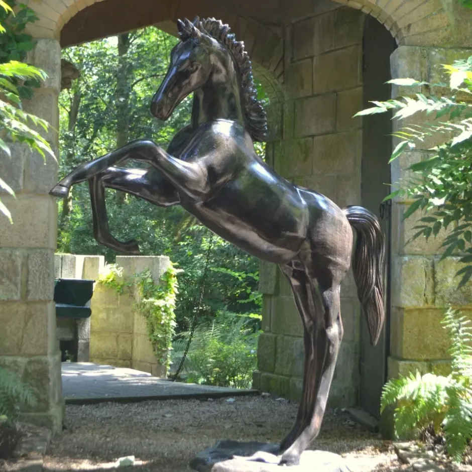 Statues & Sculptures Horses^Prancing Horse Life-Size Bronze Metal Garden Statue
