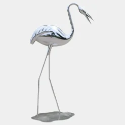 Statues & Sculptures Wildlife|Cranes^Pure Crane 124cm Silver Metal Garden Sculpture