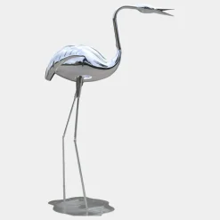 Statues & Sculptures Wildlife|Cranes^Pure Crane 130cm Silver Metal Garden Sculpture v2
