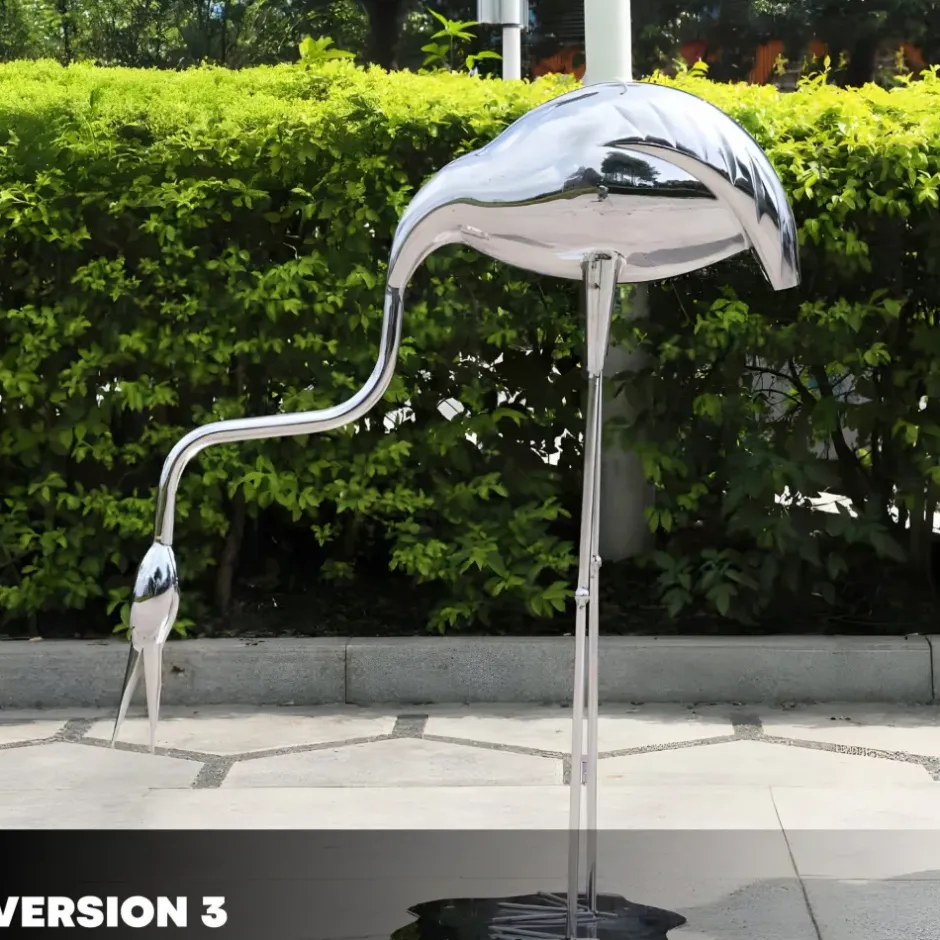 Statues & Sculptures Wildlife|Cranes^Pure Crane 98cm Silver Metal Garden Sculpture
