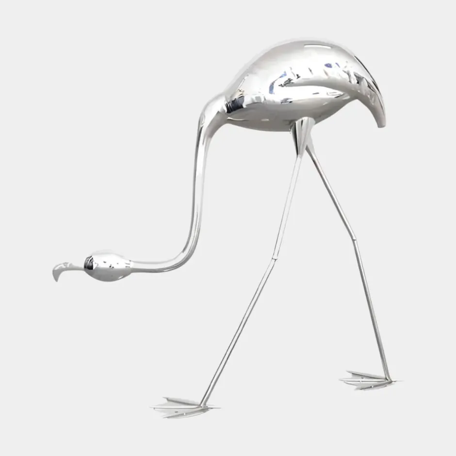Statues & Sculptures Wildlife|Contemporary^Pure Flamingo 94cm Silver Metal Garden Sculpture