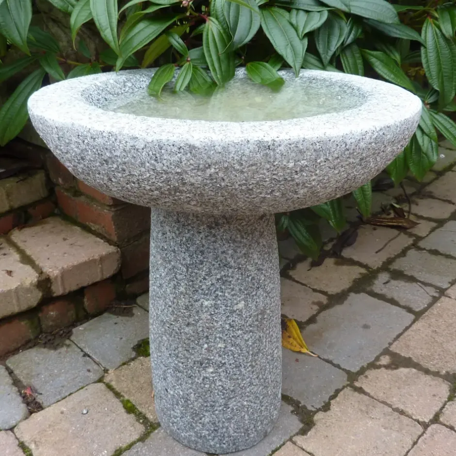 Statues & Sculptures Bird Baths^Pure Natural Granite Grey Stone Garden Birdbath