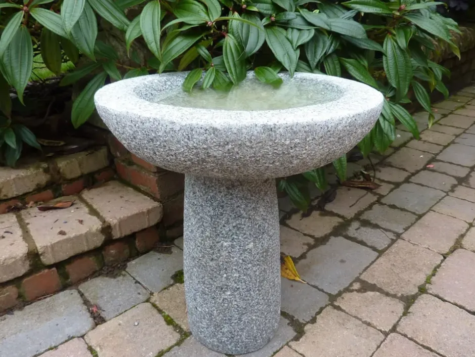 Statues & Sculptures Bird Baths^Pure Natural Granite Grey Stone Garden Birdbath