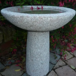 Statues & Sculptures Bird Baths^Pure Natural Granite Pink Stone Garden Birdbath