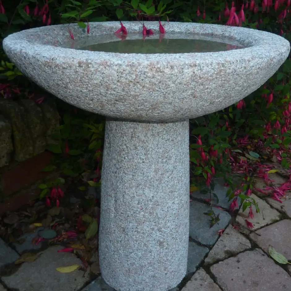 Statues & Sculptures Bird Baths^Pure Natural Granite Pink Stone Garden Birdbath