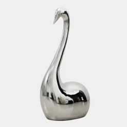 Statues & Sculptures Floor Standing|Animals^Pure Swan 108cm Silver Metal Indoor Sculpture