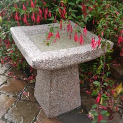 Statues & Sculptures Bird Baths^Quadrate Natural Granite Stone Garden Birdbath