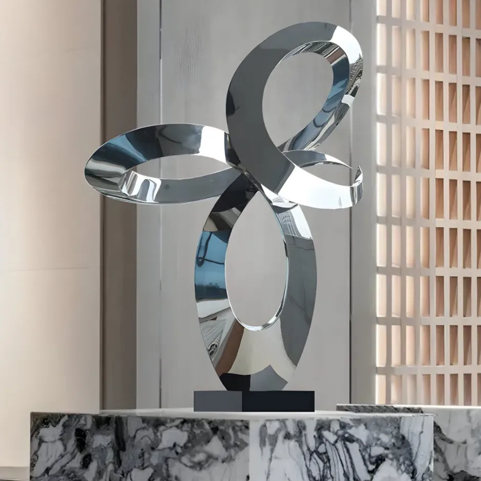 Statues & Sculptures Table Top|Floor Standing^Quantum Core 105cm Silver Metal Indoor Sculpture