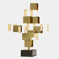 Statues & Sculptures Table Top|Floor Standing^Quantum Cubes 88cm Gold Metal Indoor Sculpture
