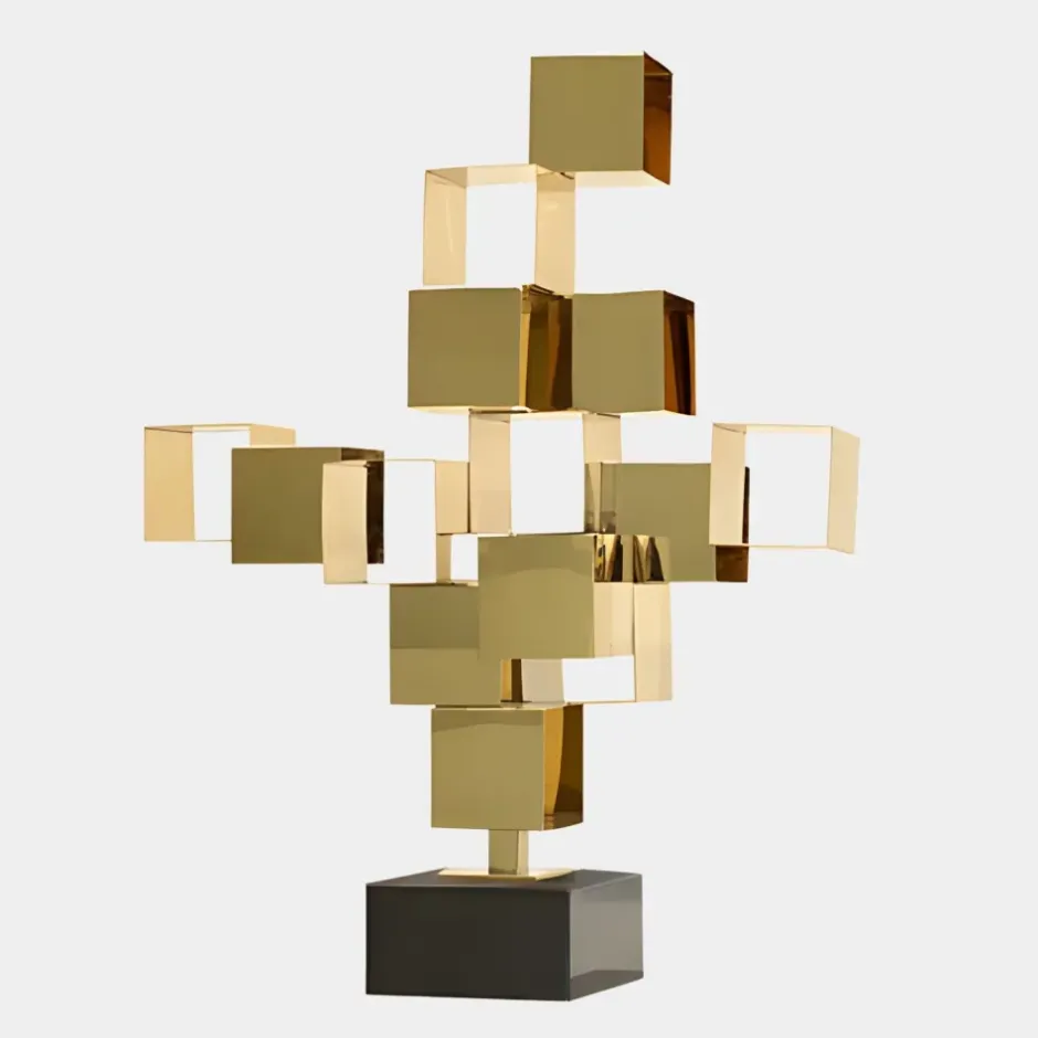 Statues & Sculptures Table Top|Floor Standing^Quantum Cubes 88cm Gold Metal Indoor Sculpture