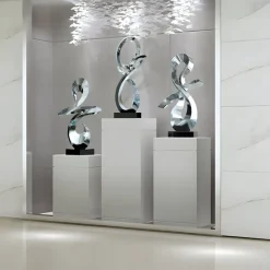 Statues & Sculptures Table Top|Floor Standing^Quantum Drift 87cm Silver Metal Indoor Sculpture v3