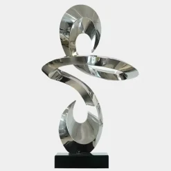 Statues & Sculptures Table Top|Floor Standing^Quantum Drift 87cm Silver Metal Indoor Sculpture v2