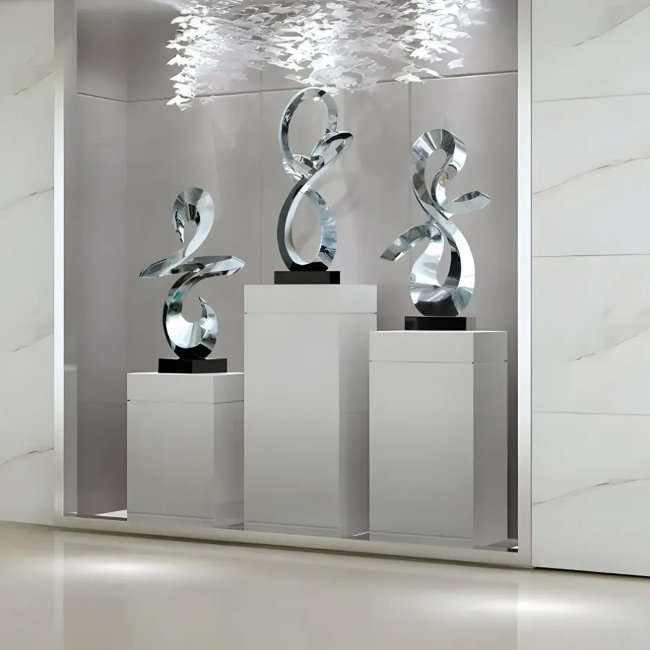 Statues & Sculptures Table Top|Floor Standing^Quantum Drift 87cm Silver Metal Indoor Sculpture v2