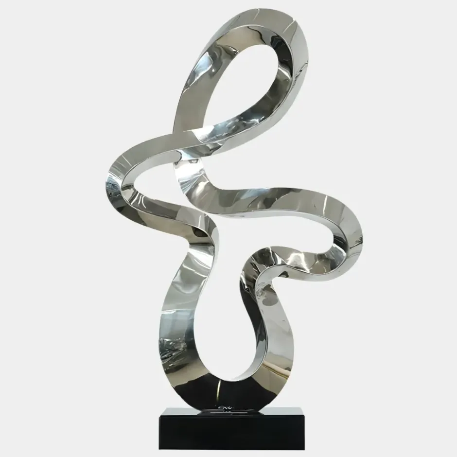 Statues & Sculptures Table Top|Floor Standing^Quantum Drift 87cm Silver Metal Indoor Sculpture v1