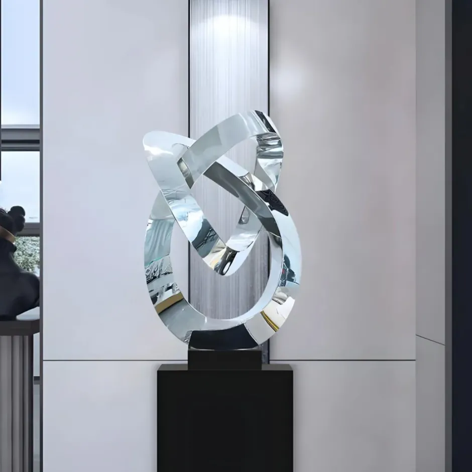 Statues & Sculptures Table Top|Floor Standing^Quantum Helix 88cm Silver Metal Indoor Sculpture