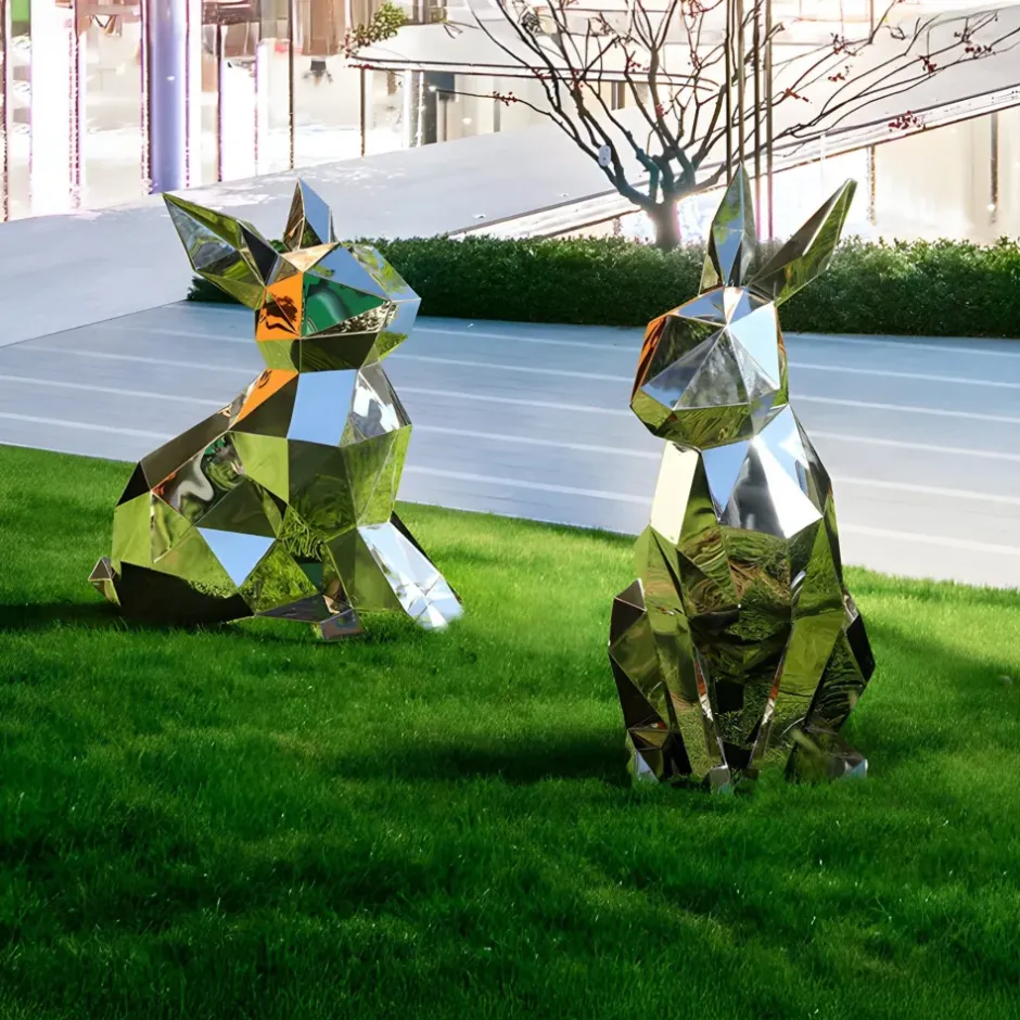 Statues & Sculptures Wildlife|Contemporary^Rabbit 57cm Geometric Metal Garden Sculpture