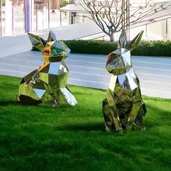 Statues & Sculptures Wildlife|Contemporary^Rabbit 46cm Geometric Metal Garden Sculpture