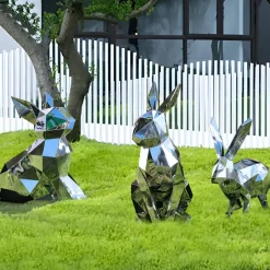 Statues & Sculptures Wildlife|Contemporary^Rabbit 46cm Geometric Metal Garden Sculpture