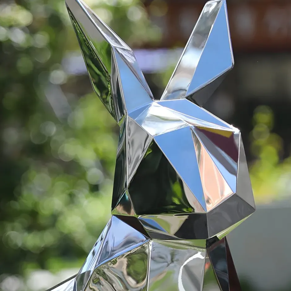 Statues & Sculptures Wildlife|Contemporary^Rabbit 46cm Geometric Metal Garden Sculpture