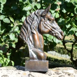 Statues & Sculptures Horses^Race Horse Head Bronze Metal Garden Ornament