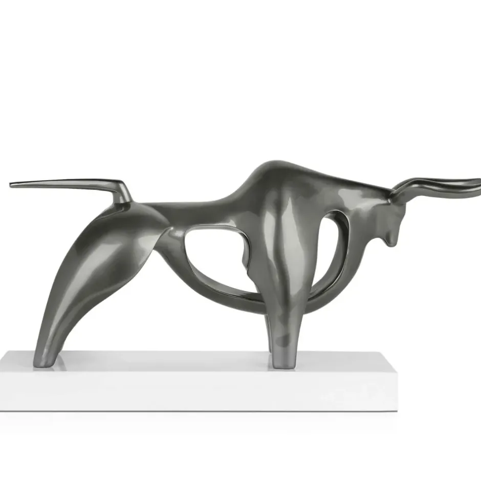 Statues & Sculptures Table Top|Animals^Raging Bull 35cm Anthracite Resin Indoor Sculpture