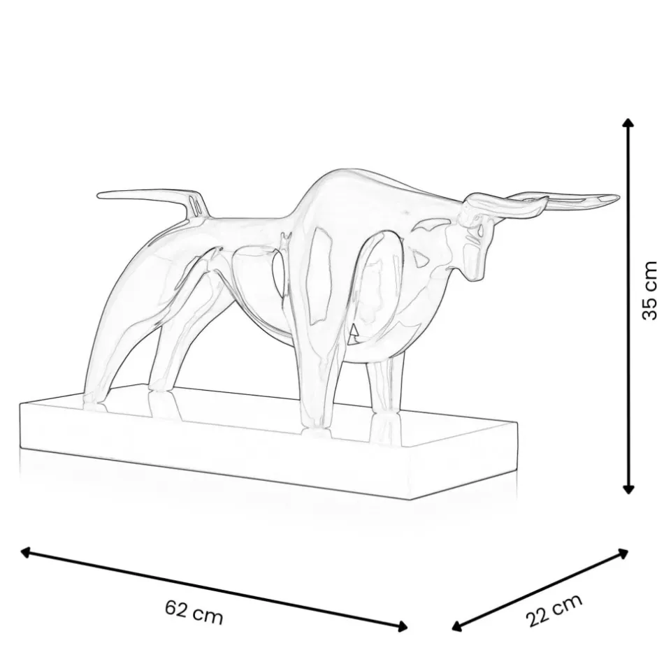 Statues & Sculptures Table Top|Animals^Raging Bull 35cm Red Resin Indoor Sculpture