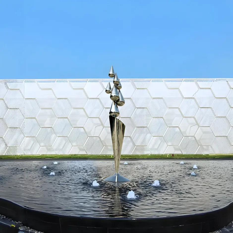 Statues & Sculptures Giant|Floor Standing^Raindrop Dream 215cm Silver Metal Garden Sculpture