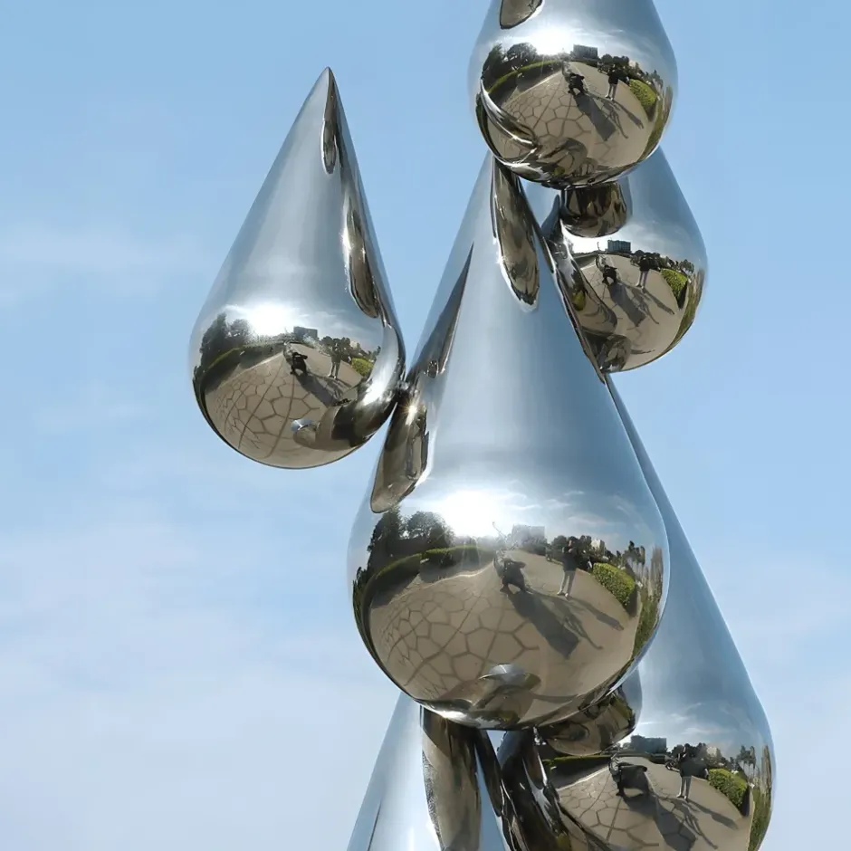 Statues & Sculptures Giant|Floor Standing^Raindrop Dream 215cm Silver Metal Garden Sculpture